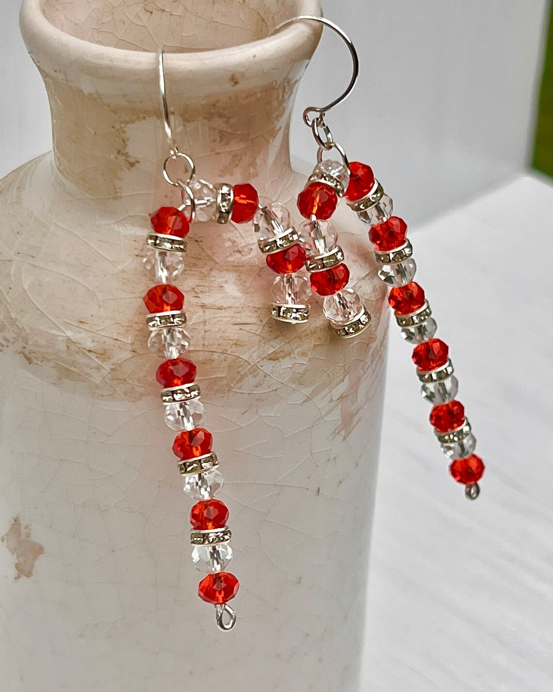 Candy Cane Dangle Earrings, Christmas Earrings, Candy Earrings