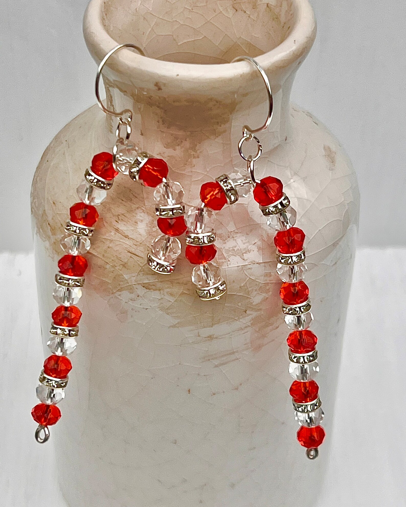 Candy Cane Dangle Earrings, Christmas Earrings, Candy Earrings