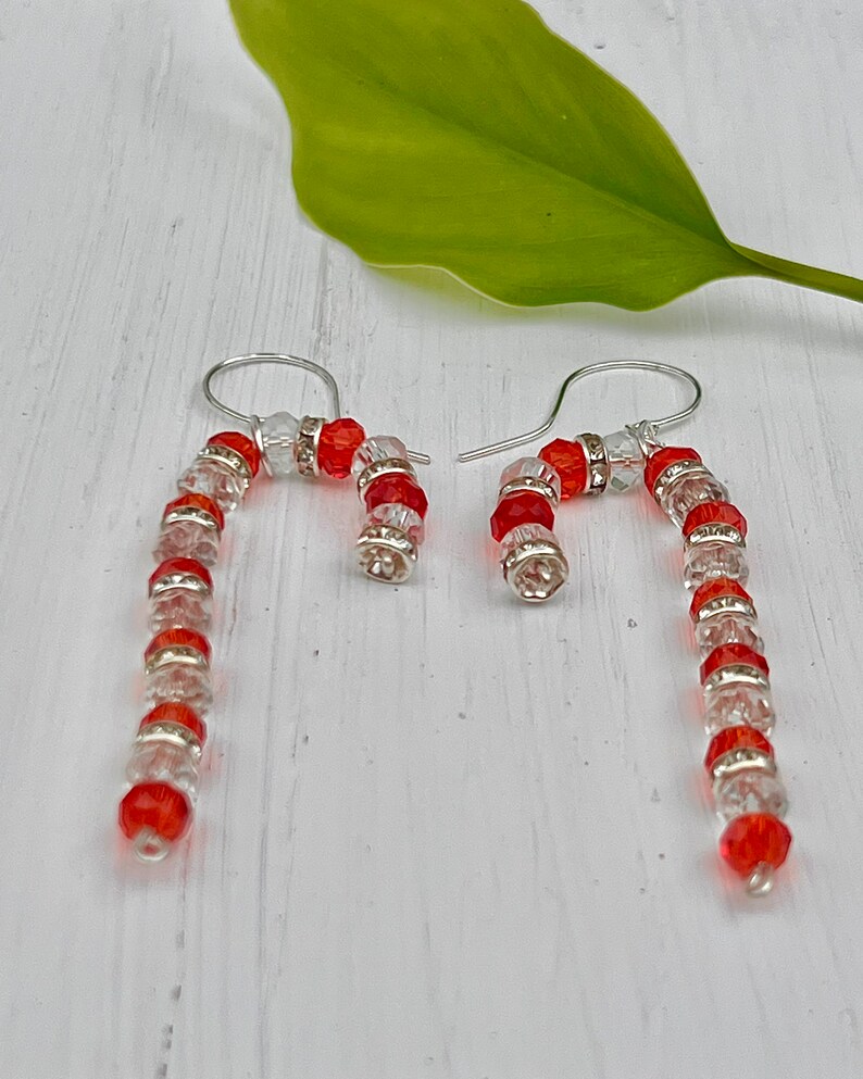 Christmas Candy Cane Hoop Earrings – Red & White Enamel Hoops, Festive Holiday Jewelry For Women, 1.18 Inch Diameter - View #2