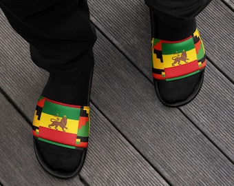 Bunte Kente Rasta Herren-Pantoffeln - Afro - Karibik