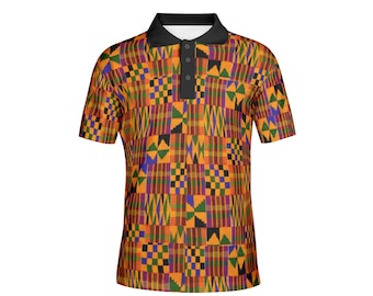Kente African Print Men's Polo Shirt: Colorful Classic Style