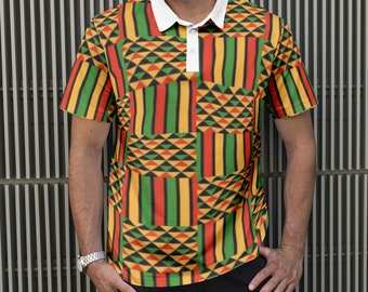 Colourful African Print Men’s Polo Shirt