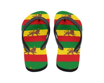 Colourful Rasta Unisex Flip Flops - Afro - Caribbean -  - Afroditees