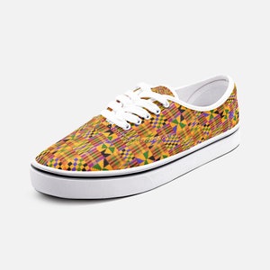 Colourful African Kente Unisex Canvas Low Cut Loafer Sneakers