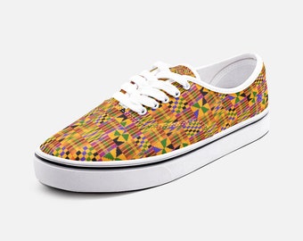 Colourful African Kente Unisex Canvas Low Cut Loafer Sneakers