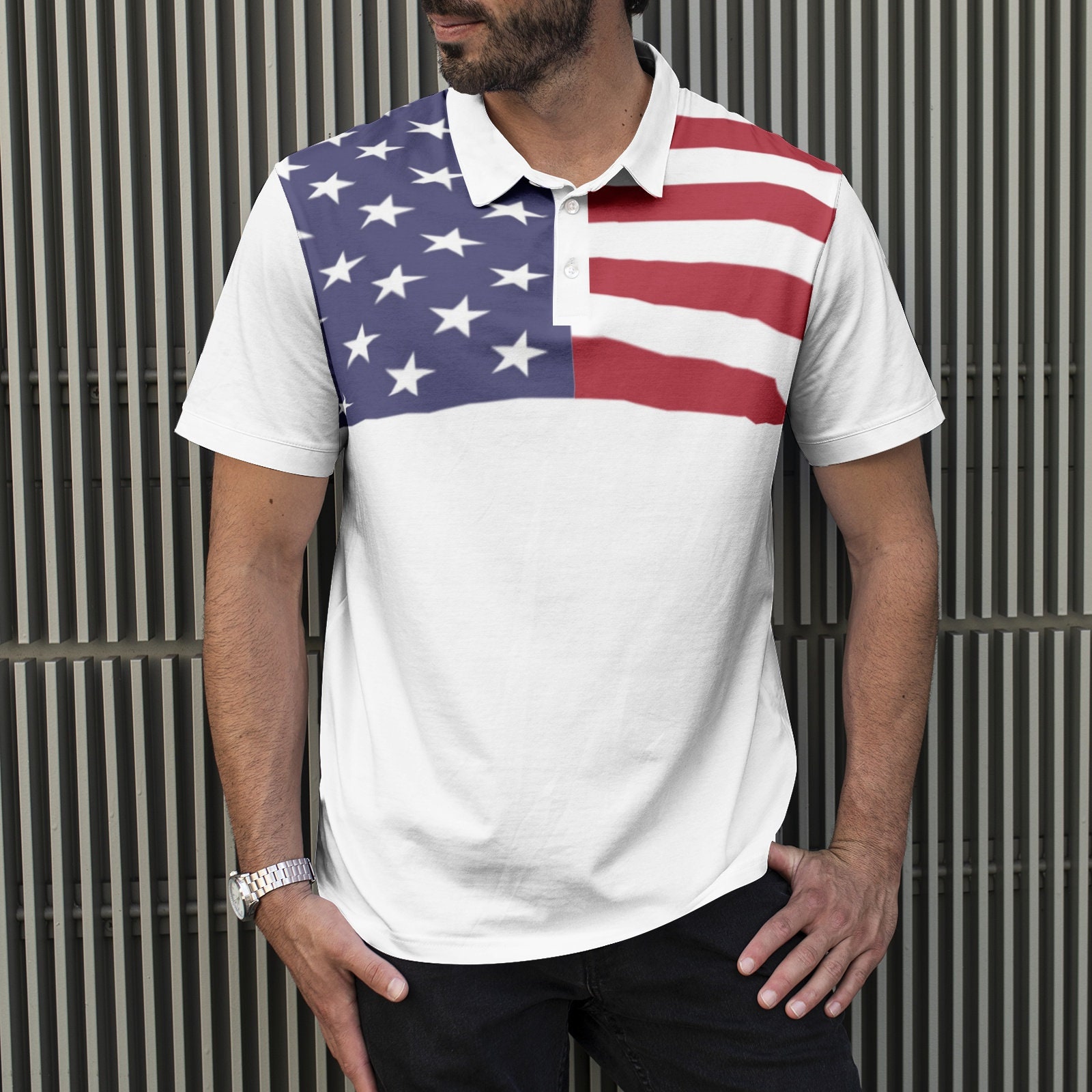 Discover American Flag Polo Shirt