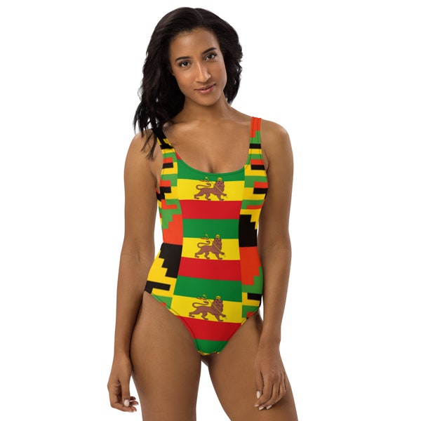 Colourful Kente Rasta One-Piece Swimsuit