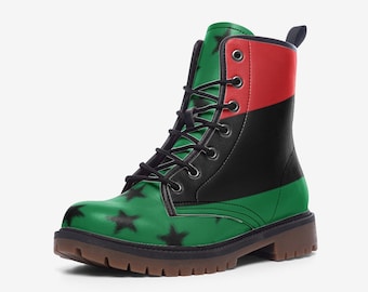 Pan African Flag Vegan Faux Leather Lightweight Boots