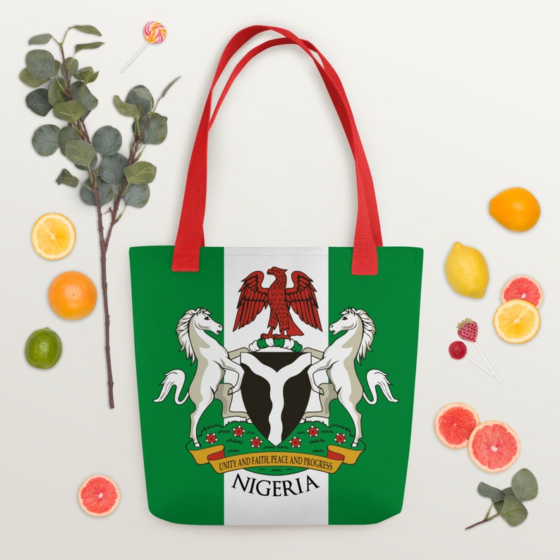 Nigerian Flag and Coat of Arms Tote Bag Etsy