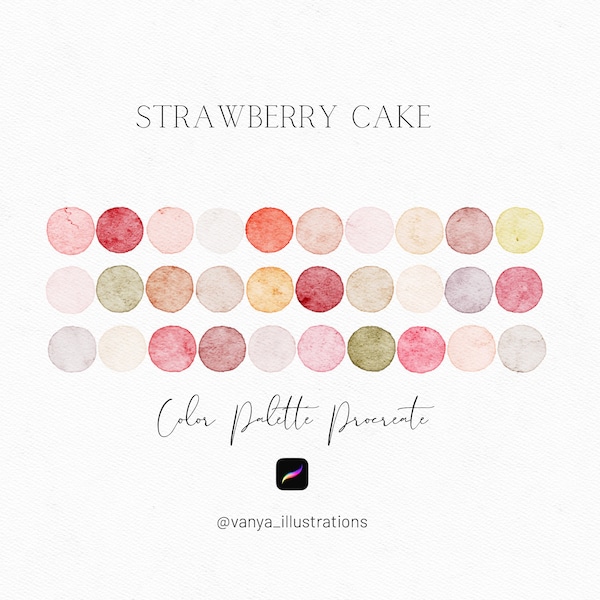 Strawberry Cake, Procreate Color Palette, Procreate Swatches, Color Swatches, Procreate, Digital Download