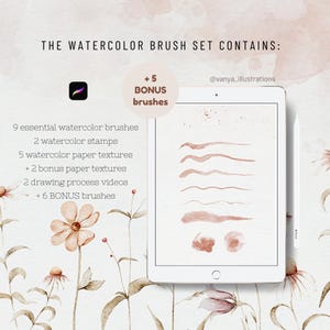 Realistic Watercolor Brush Set for Procreate, Brushes & Paper Textures ...