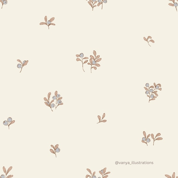 Blueberries, Minimalistic Pattern, Design, Seamless Pattern, Fabric Pattern, Botanical Pattern