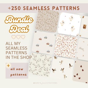 250+ Shop Bundle ALL Non-Exclusive Seamless Patterns, Fabric, Pattern Design, Minimalistic, Gender Neutral, Kids, Baby, Commercial Use