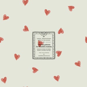 Exclusive Seamless Pattern Small Hearts, Design, Fabric Print, Nursery, Sewing, Minimalistic, Floral, Commercial Use