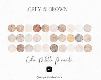 Grey & Brown, Procreate Color Palette, Procreate Swatches, Color Swatches, Procreate, Digital Download