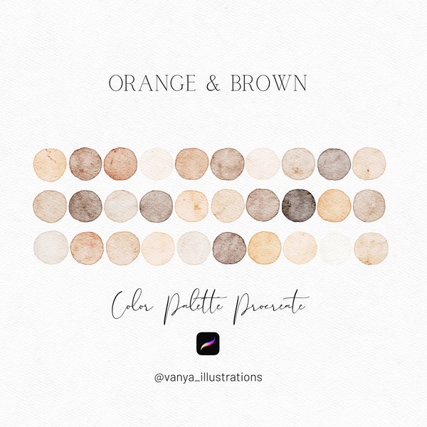 Orange and Brown Colors, Procreate Color Palette, Procreate Swatches, Color Swatches, Procreate, Digital Download