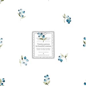 Exclusive Seamless Pattern Blueberries 01, Design, Fabric Print, Nursery, Sewing, Minimalistic, Floral, Commercial Use