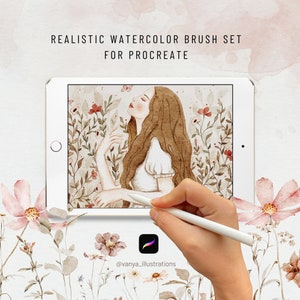 Realistische aquarelpenselenset voor Procreate, commercieel gebruik, aquarelpenselenset, Procreate-penselen, papieren canvas voor Procreate