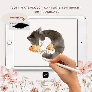 Procreate 用ソフト水彩キャンバス + ファーブラシ、水彩 Procreate、Procreate、Procreate 用ペーパーキャンバス、iPad、キャンバス