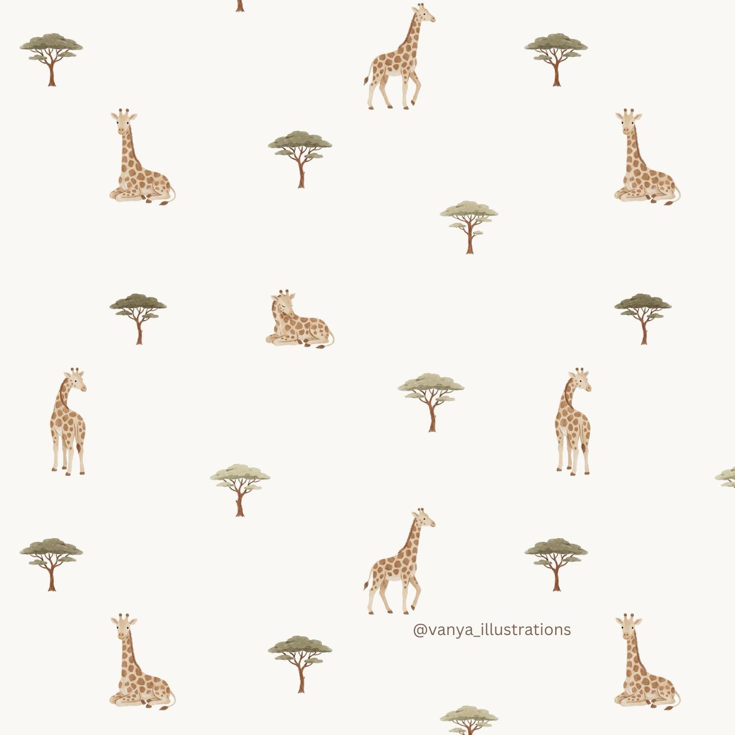 Exclusive Seamless Pattern Safari Giraffe, Seamless Design, Fabric ...