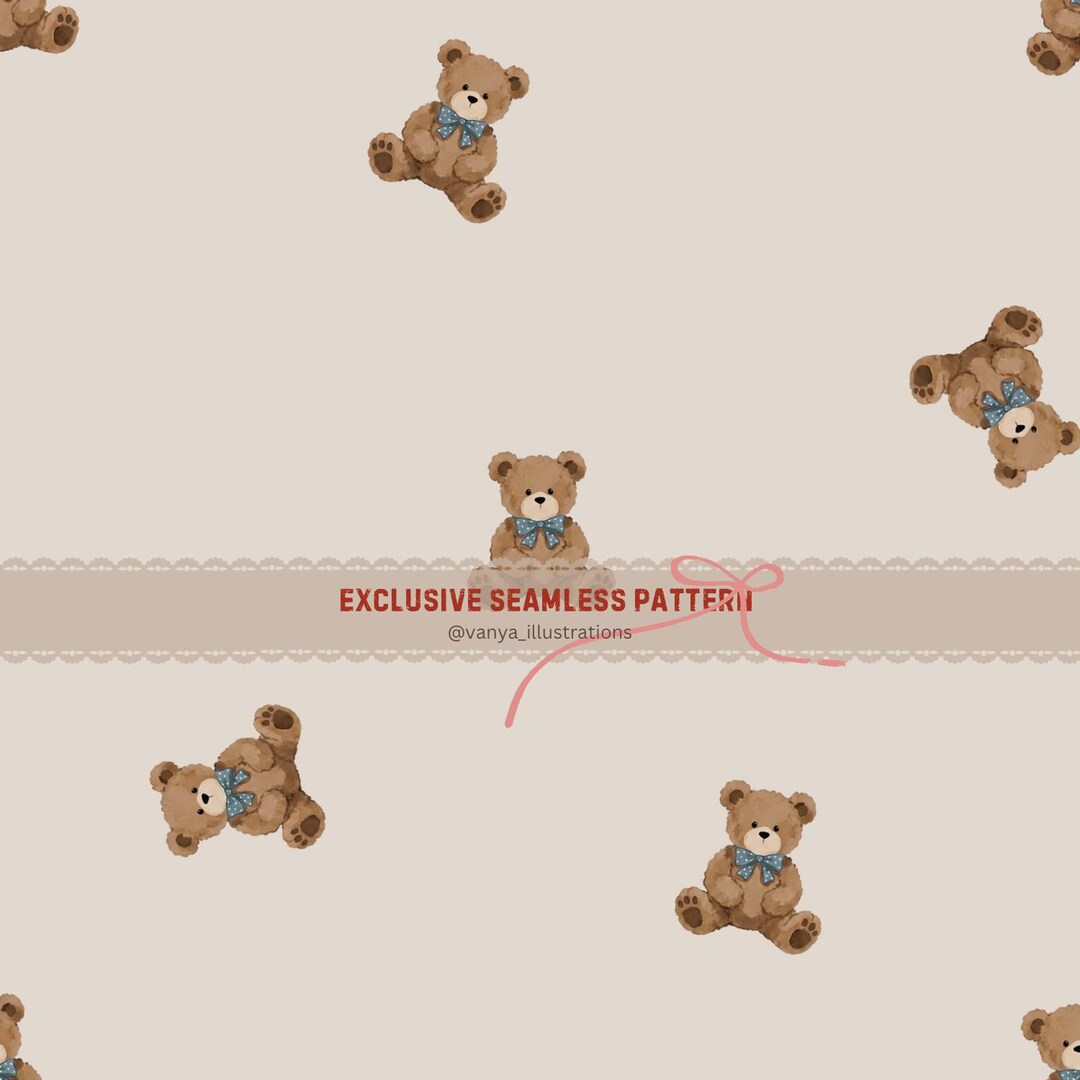 Exclusive Seamless Pattern Teddy Bear 01, Nursery Design, Sewing ...