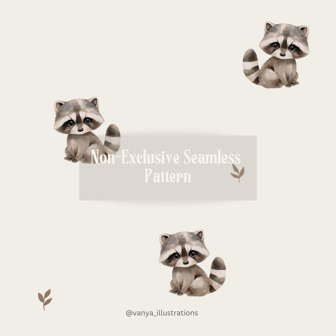 Non-exclusive Seamless Pattern Cute Racoon 02, Design, Fabric Pattern ...