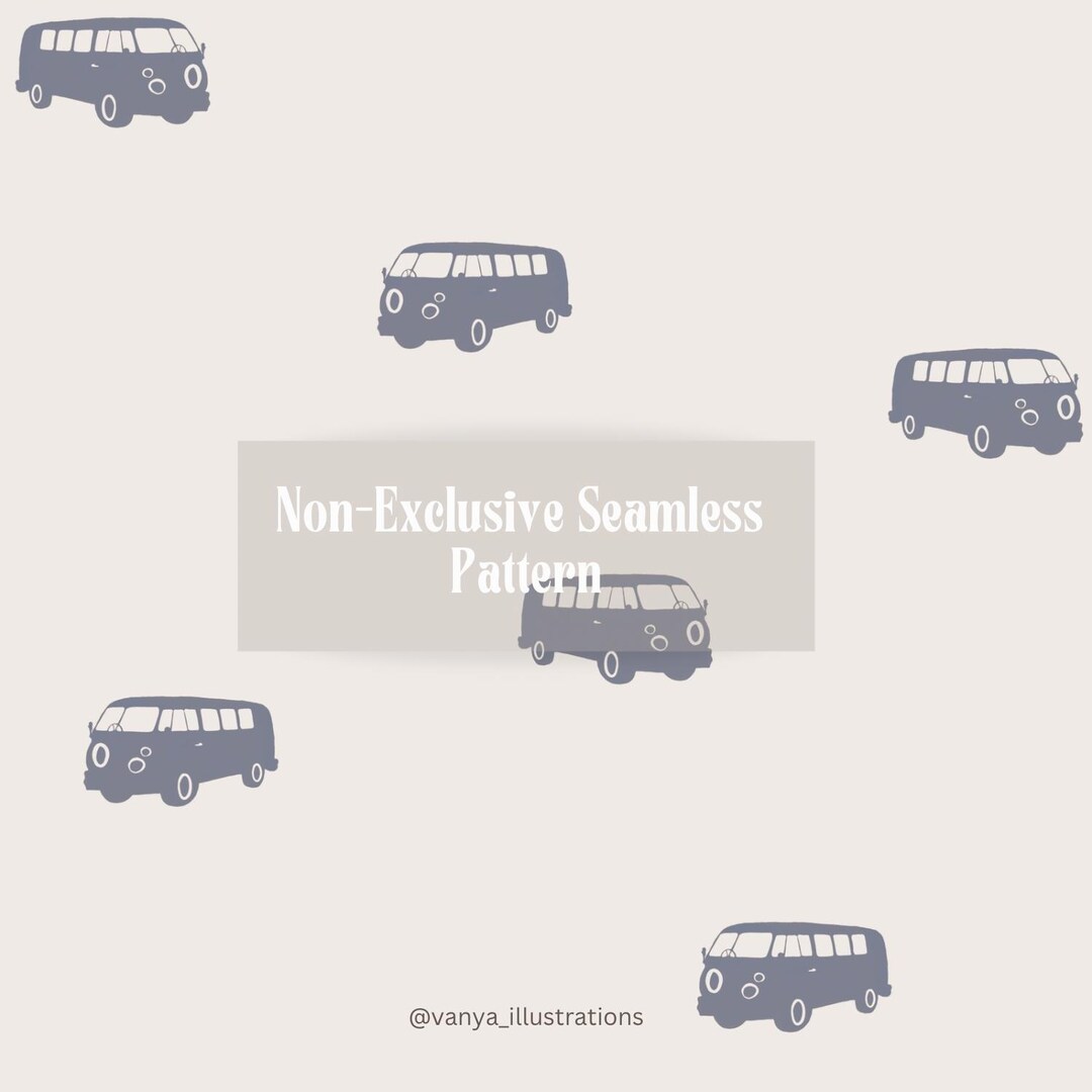Non-exclusive Seamless Pattern Vintage Bus Blue, Design, Fabric Pattern ...
