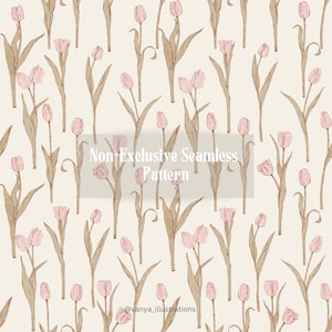 Non-Exclusive Seamless Pattern Tulips 02, Pattern Design, Seamless Pattern, Fabric Pattern, Floral Pattern, Commercial Use