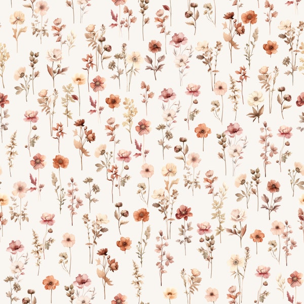 Cottagecore Flowers Design, Botanical Pattern, Design, Seamless Pattern, Fabric Pattern, Vintage Pattern, Cottagecore Pattern