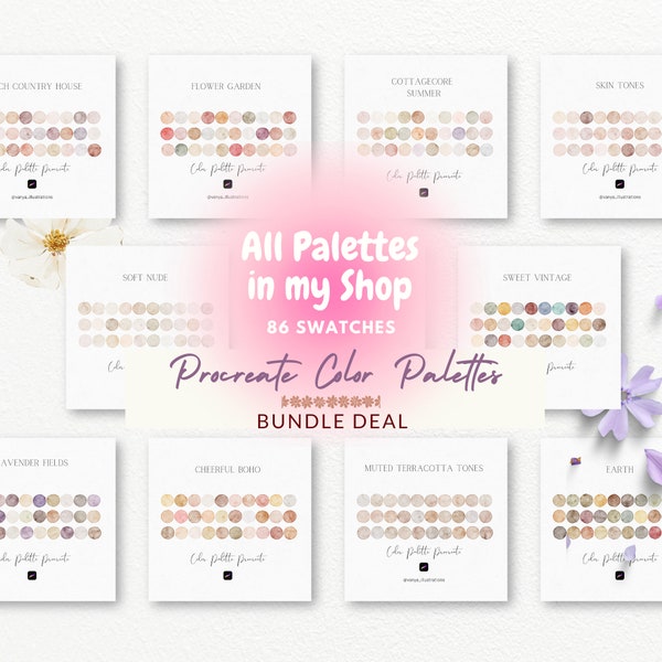 Procreate Color Palettes, All Palettes in My Shop, Bundle Deal, Bundle, Colors, Swatches, Procreate Swatches, Color Palettes, Download