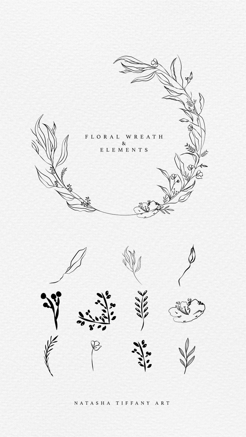Floral Wreath SVG Wedding Invitation SVG Hand Drawn - Etsy