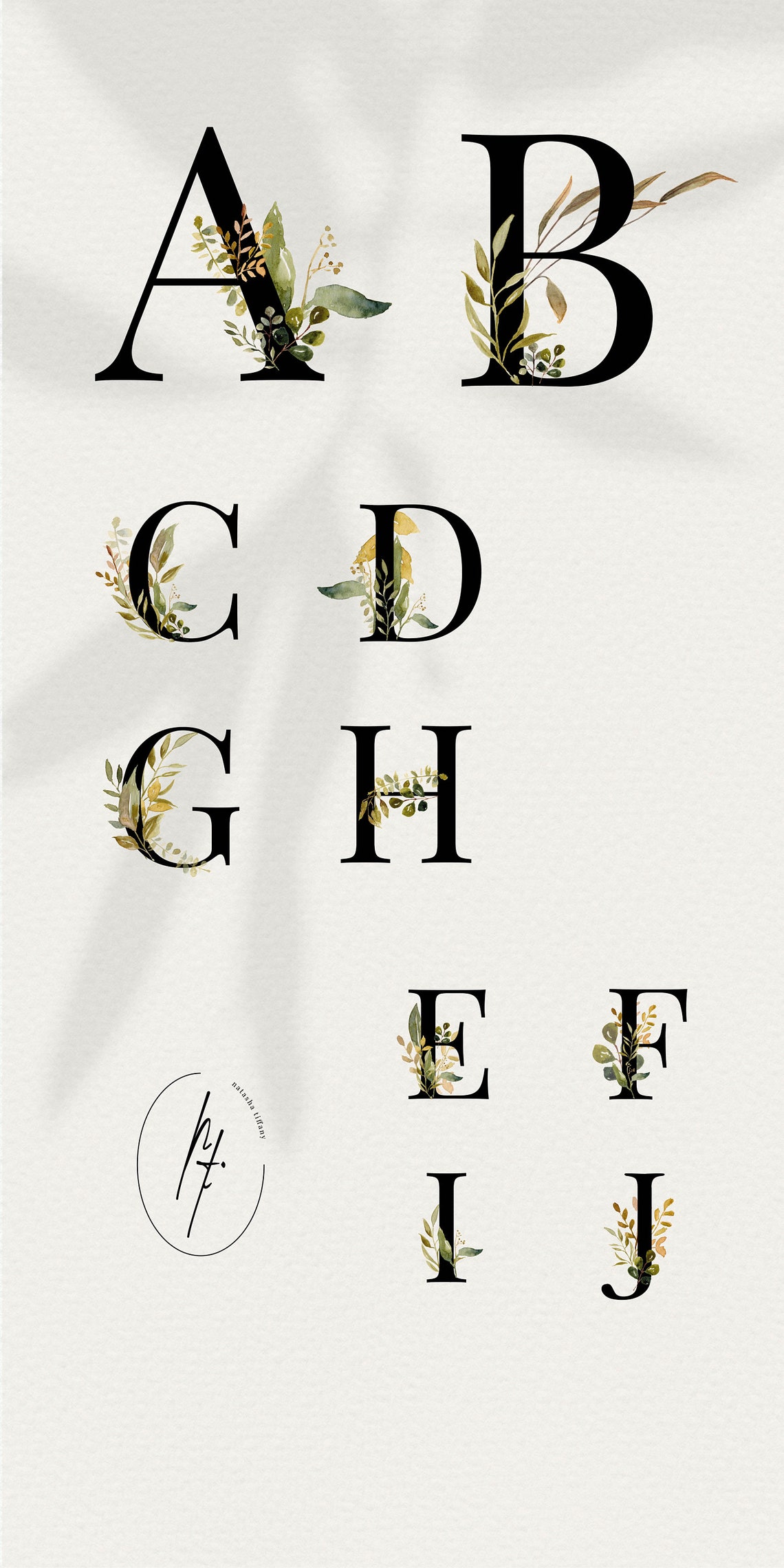 Floral Alphabet Botanical PNG Alphabet Stickers Floral | Etsy