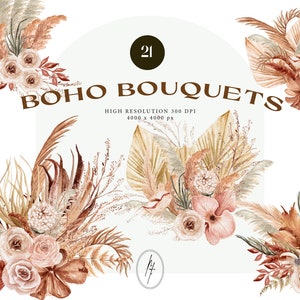Clipart bohème, douche nuptiale bohème, bouquet de mariage bohème, clipart floral bohème, bouquet de fleurs, bouquet de mariée bohème, art déco mural bohème