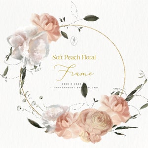 Aquarell Pfingstrose Rahmen, Blumenrahmen, Hochzeit Blumen Clipart, Pfingstrose Clipart, Pfirsich Blumenrahmen, Aquarell Blumen Clipart, Aquarell Clipart