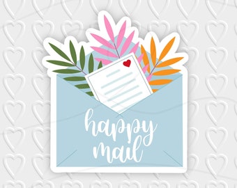 Happy Mail Blue Envelope Digital Design | Small Business / Pen Pal Packaging | Cricut, Silhouette, & Avery Print Cut PNG
