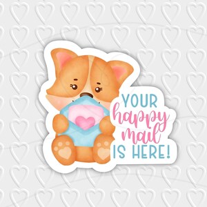 Your Happy Mail is Here Cute Animal Envelope Digital Design | Small Business / Pen Pal Packaging | Cricut, Silhouette, & Avery Print Cut PNG