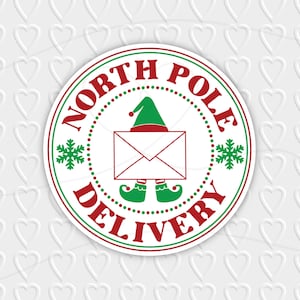 North Pole Delivery Stamp Digital Design | Christmas Holiday Packaging | Cricut, Silhouette, & Avery Print Cut PNG