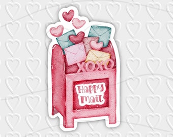 Happy Mail Watercolor Mailbox Digital Design | Small Business / Pen Pal Packaging | Cricut, Silhouette, & Avery Print Cut PNG