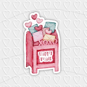 Happy Mail Watercolor Mailbox Digital Design | Small Business / Pen Pal Packaging | Cricut, Silhouette, & Avery Print Cut PNG