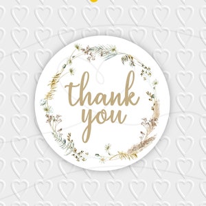 Merci Boho Floral Circle Design numérique | Merci Emballage | Impression Cricut, Silhouette et Avery PNG