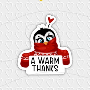Ciepłe podziękowania Penguin Digital Design | Opakowania zimowe / świąteczne | Cricut, Silhouette i Avery Print Cut PNG