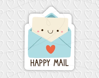 Happy Mail Envelope Digital Design | Small Business / Pen Pal Packaging | Cricut, Silhouette, & Avery Print Cut PNG