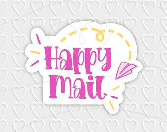 Happy Mail Digital Design | Small Business / Pen Pal Packaging | Cricut, Silhouette, & Avery Print Cut PNG