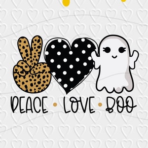 Peace Love Boo Digital Design | Halloween and Animal Print Sublimation, T-Shirt, Tote Bag, Mug, etc. Design | Digital Download PNG