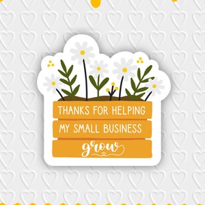 Merci d'avoir aidé ma petite entreprise à faire pousser des marguerites Design numérique | Merci Emballage | Impression Cricut, Silhouette et Avery PNG