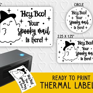 Hey Boo! Seu e-mail assustador chegou! Designs de etiquetas térmicas | Embalagem para pequenas empresas/amigos por correspondência | Para impressoras térmicas | Rollo, Munbyn, Epson