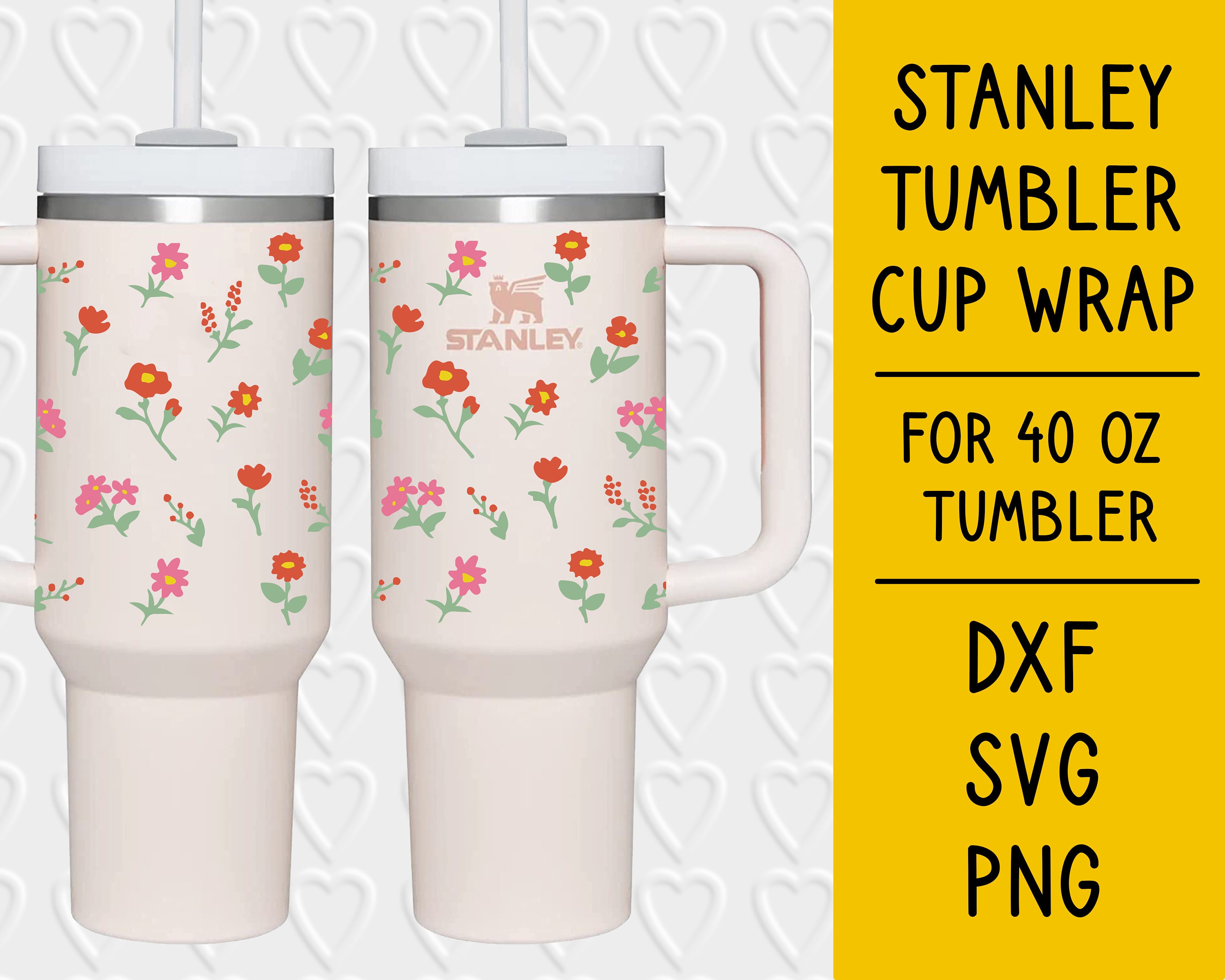 2 Designs 40oz Quencher Stanley Tumbler 90s Svg Boho Groovy Smiley