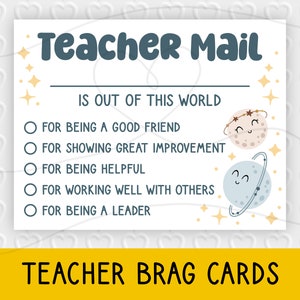 Teacher Mail se vante de l'espace | Notes positives à envoyer à la maison | Pour le renforcement du comportement | Téléchargement numérique PDF | Impression à la maison