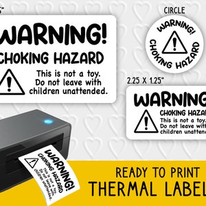 Warnung Erstickungsgefahr Thermoetikett Designs | Verpackung für Kleinbetriebe | Für Thermodrucker | Rollo, Munbyn, Epson