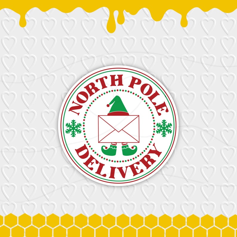 North Pole Delivery Stamp Digital Design | Christmas Holiday Packaging ...